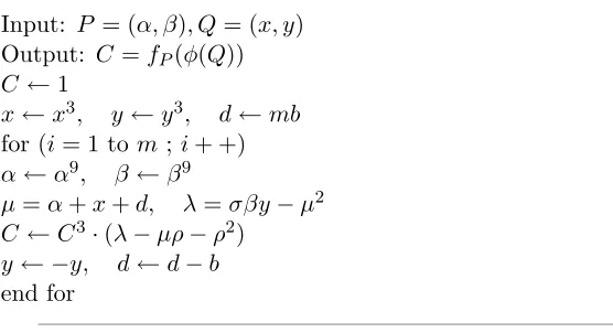 Table 4. A modiﬁed Duursma-Lee algorithm without cube root operations—————————————————————————