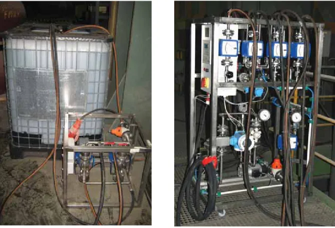 Fig. 5: Demonstration Plant (Metering and Mixing Module, Pumping Module,  Storage Container for NOxAMID40) 