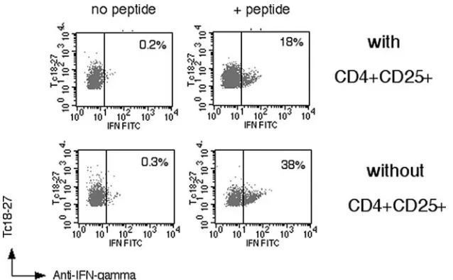 FIG. 4. Depletion of CD4�and anti-IFN-tetramer CD25� cells enhances antiviral function of HBV-speciﬁc CD8� cells