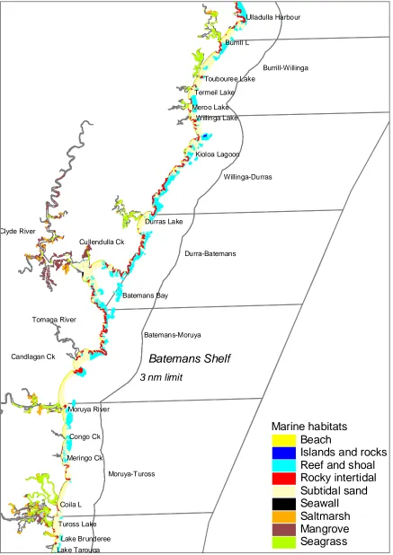 Figure 8.23. Mapped marine habitat types between Burrill Lake and Tuross Lake. 