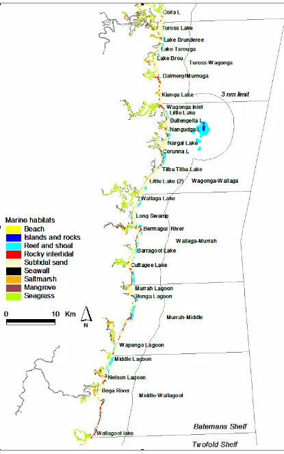 Figure 8.24. Mapped marine habitat units between Tuross Lake and Wallagoot Lake. 
