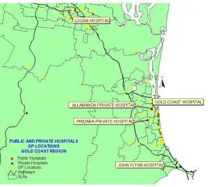 Figure 1 – Location of General Practitioners and Public/Private Hospitals  