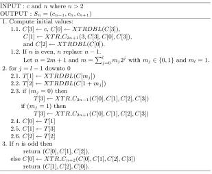 Table 1. XTR Single Exponentiation Algorithm (XTR-SE).