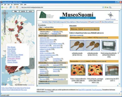 Figure 6: A searchable map interlinked with the semantic portal MuseumFinland.