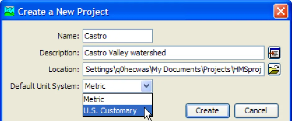 Figure 15.  Creating a new project.  The location may be changed to suit your  preferences for storing and organizing projects