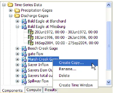 Figure 34.  Creating a copy of a gage by selecting it in the Watershed Explorer and  using the right-mouse menu