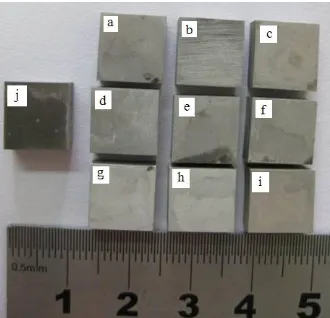 Figure 2.  The corrosion photos of each specimen: (a) sample 1; (b) sample 2; (c) sample 3; (d) sample 4; (e) sample 5; (f) sample 6; (g) sample 7; (h) sample 8; (i) sample 9 and (j) Base metal