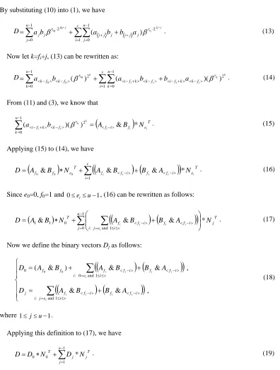 table lookup approach in software implementations. Now view Dj as an integer. Let (dj,n-1,...,dj,1, 
