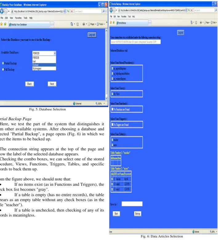 Fig. 5: Database Selection 