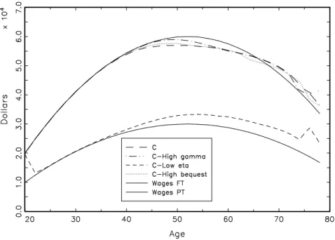 Figure 8: Simulated Labor Supply. Deterministic Wages