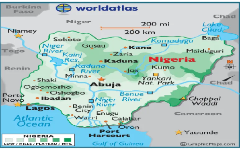 Figure 3.1: Location of Nigeria in West Africa    