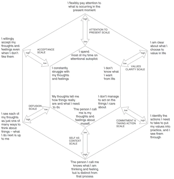 Figure 1. Clinical descriptions of low and high presence of the six ACT processes of change