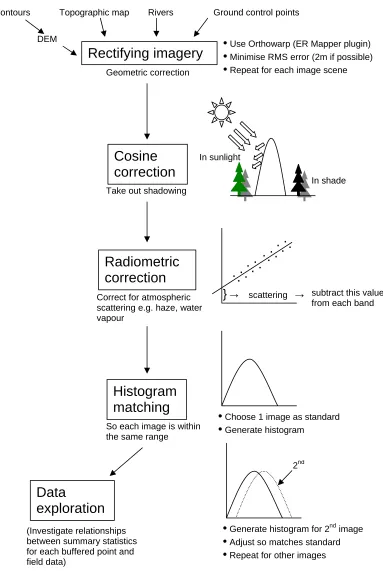 Figure 4.3 Summary of image processing steps undertaken to reduce errors related to geo-