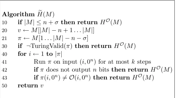 Figure 2: An uninstantiable variant of the provably-secure blockcipher-based hash functionk H
