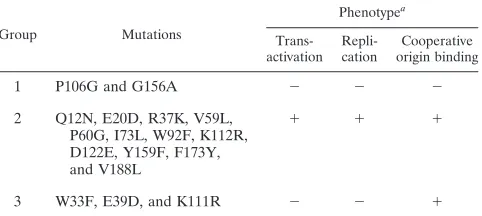 TABLE 1. Summary of phenotypes of mutated E2 proteins