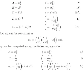 Table 3.1: Diﬀerential Arithmetic on Generalized Edwards Coordinates