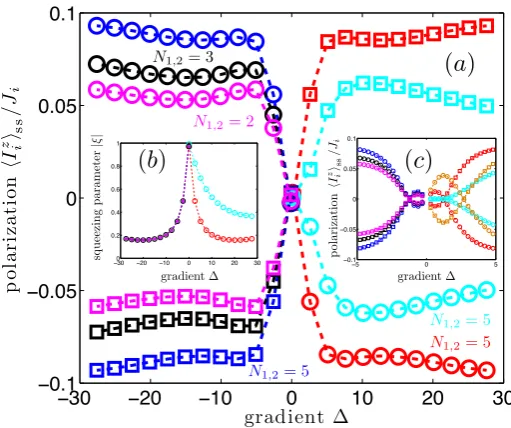 Figure 2.22: Instability towards nuclear self-polarization: Exact numerical results for smallsystem sizes Ji = Ni/2