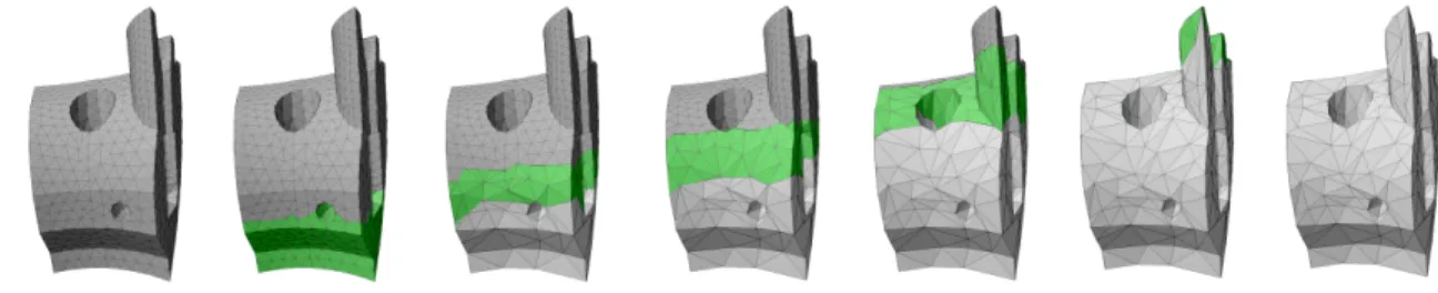 Fig. 1. Streaming simplification performed on a tetrahedral mesh ordered from bottom to top