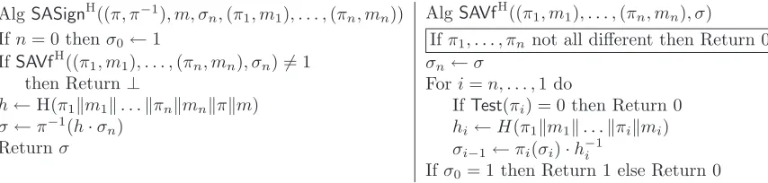 Figure 2: The sequential aggregation and veriﬁcation algorithms of SASyields -0 . Removing the framed text SAS -1.