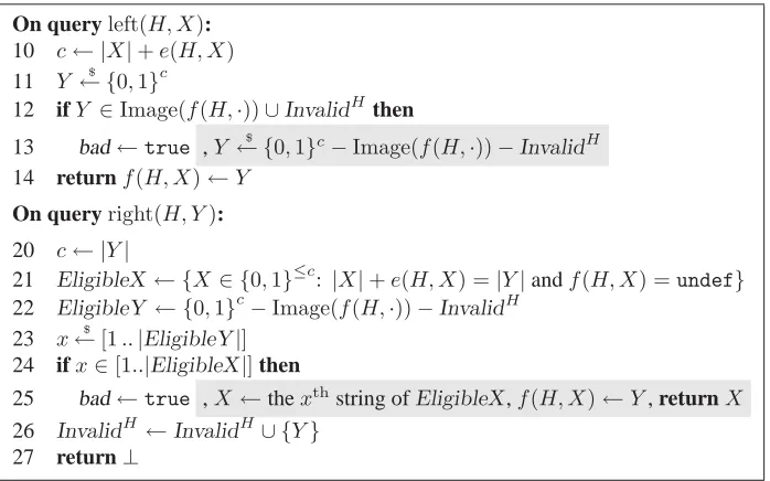 Figure 6: Games used in the proof of Theorem 7. Game G1 is the complete code; game G0 omits the shaded statements.