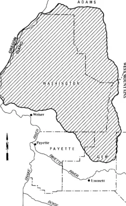 Fig. 1. Distribution of xeric big sagebrush in west central Idaho. 