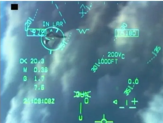 Figure 1: FA-18 HUD while engaged in a mock dogfight 