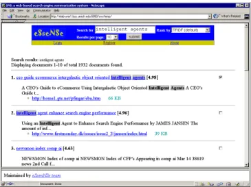 Figure 3: Sample user query and resulting hit list