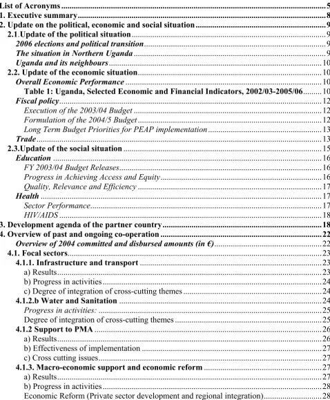 Table 1: Uganda, Selected Economic and Financial Indicators, 2002/03-2005/06.........10 
