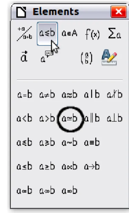 Figure 10 shows the Selection window after clicking the Relations button. The symbol we want is  circled.