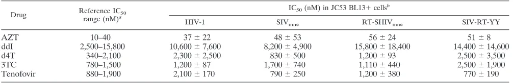 TABLE 1. RT activity per p27 of the SIV isolates