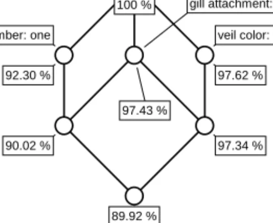 Fig. 1. Iceberg concept lattice of the mushroom database with minsupp = 85 %