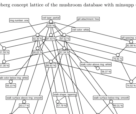Fig. 3. Iceberg concept lattice of the mushroom database with minsupp = 55 %