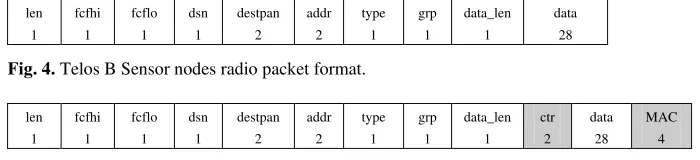 Fig. 4. Telos B Sensor nodes radio packet format. 