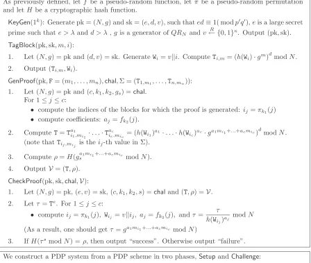 Figure 2: S-PDP: a PDP scheme with strong data possession guarantee