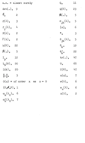 Table of notations