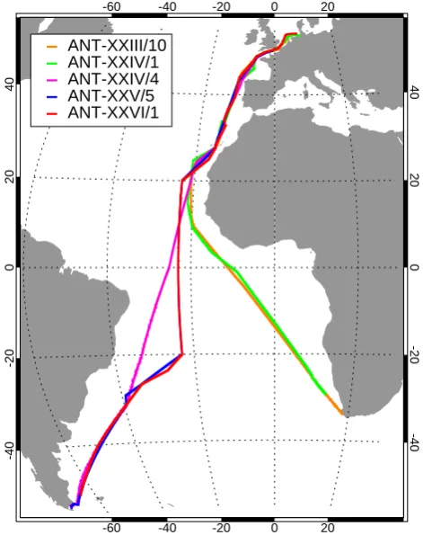 Table 1. Cruise legs of RV Polarstern and its expedition reports.