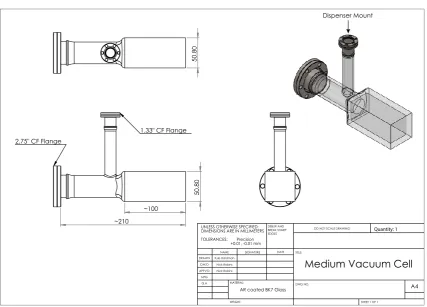 Figure 2.3: Machine drawing for the implemented medium vacuum cell. The position of thedispenser mount is noted.In order to maintain the lowest pressure possible in the UHV chamber the MV and
