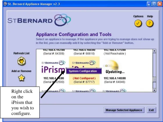 Figure 8.  Appliance Manager main screen Right click 