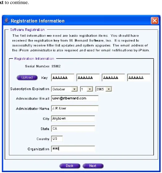 Figure 16.  Registration Information Screen 
