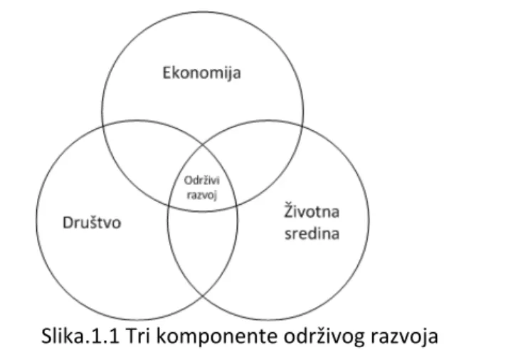 Figure 1.1 The three components of sustainable development  (Azapagić, 2003) 