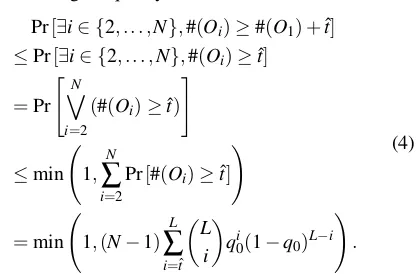 Table 5. The minimal value of ˆt to ensure Pr[ | C| =∗] ≥1q, with respect to different values of q.