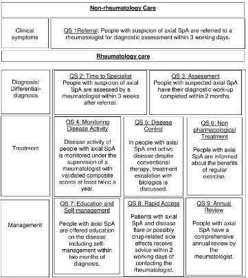 Figure 1 Summary of the nine Assessment of SpondyloArthritis International Society quality statements