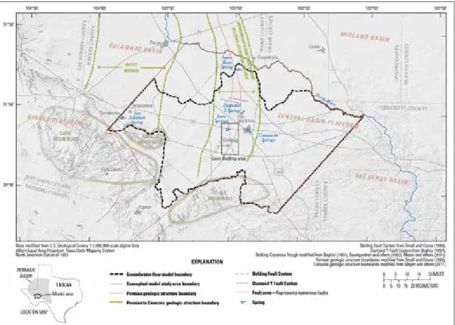 Figure 4.2: Major geologic structural features in the greater Pecos County area (from Clark and others  2013).