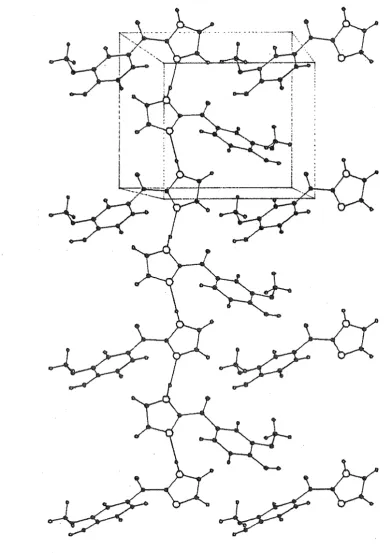 Figure 3.5 Unit cell packing diagram of 2-vanllloyllmidazole showing Intermolecular hydrogen bonding