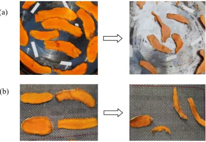 Figure 7. (a) Turmeric (Curcuma longa) before and after Being Dried under Direct Sun;  