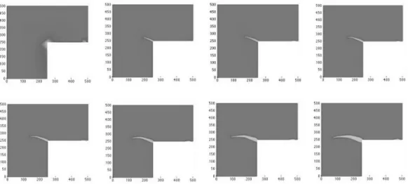 Figure 3.10: Damage evolution for model solved with the smeared approach.