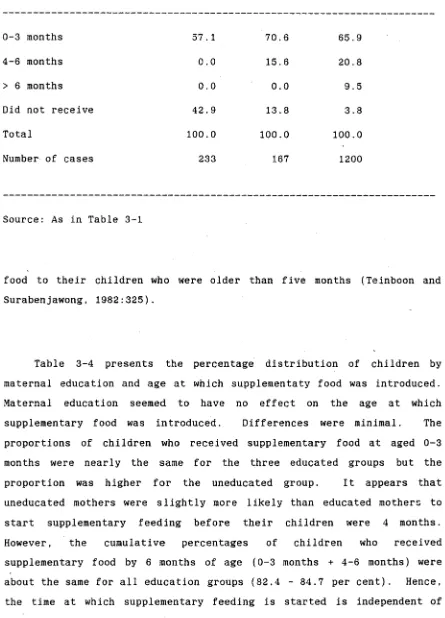 Table 3-4 presents the percentage distribution of children by 