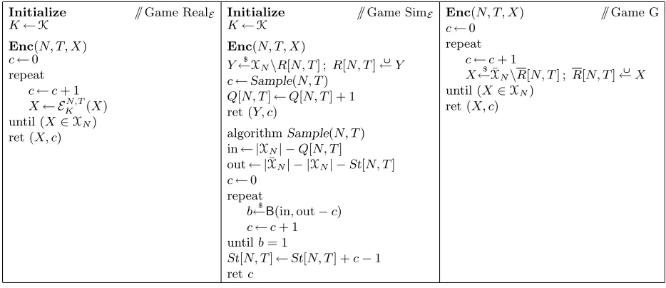 Fig. 7. Games used in evaluating risk of timing attacks. Integer-valued tables are silently initialized to 0 for eachentry
