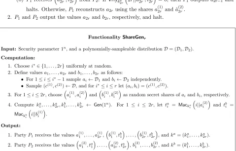 Figure 4: The ideal functionality ShareGenr of the generalized two-party protocol.