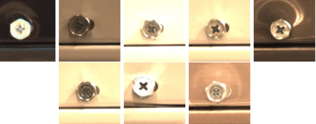 Figure 1.6: Variability in appearance due to change in color of background, the color of the part and specularities.